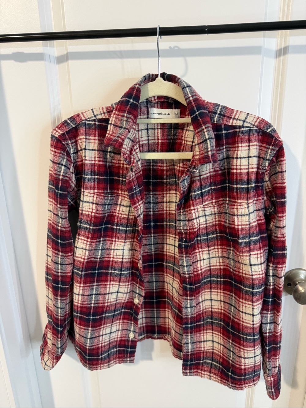 abercrombie kids Red and Navy Plaid Flannel Jacket
